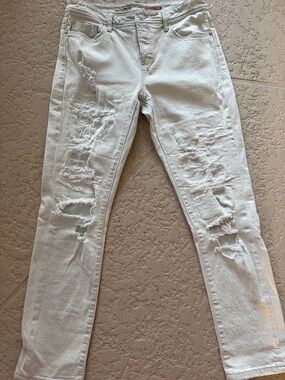 Pilcro Slim Boyfriend White Ripped Skinny Jeans